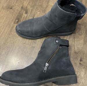 UGG Kayel Leather Ankle Boots Black Size 9.5